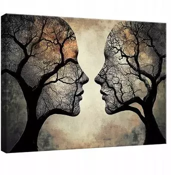 Wallarena Leinwandbild Abstrakt Frau Baum beige 100x70cm