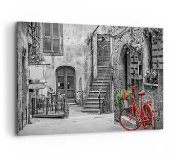 Arttor Leinwandbild „Rotes Fahrrad Allee" 120x80cm (AA120x80-4410)