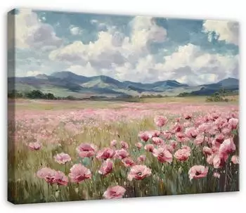 Wallarena Leinwandbild Blumen Wiese Landschaft, 120x80cm (64)
