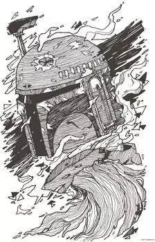 Komar Star Wars Boba Fett Drawing Wandbild, 50x70cm, ohne Rahmen (WB-SW-026-50x70h)