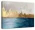 Wallarena Leinwandbild abstrakt blau, grau & gold, 120x80cm (120x80)