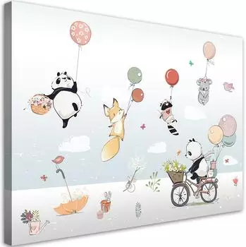 Feeby Leinwandbild Bunte Luftballons Tiere