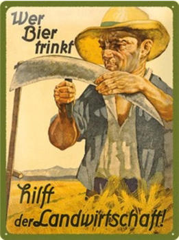 Nostalgic Art Blechschild "Wer Bier trinkt hilft der Landwirtschaft" (30x40cm)