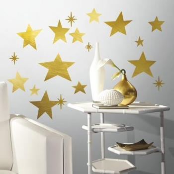 RoomMates Wandsticker goldfarbige Sterne (33 Teile)