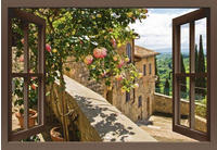 Artland Wandbild "Fensterblick Rosen auf Balkon Toskana" Garten 1 Stk. tlg. als