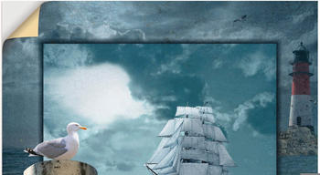 Art-Land Maritime Collage mit Segelschiff 50x50cm (53513426-0)