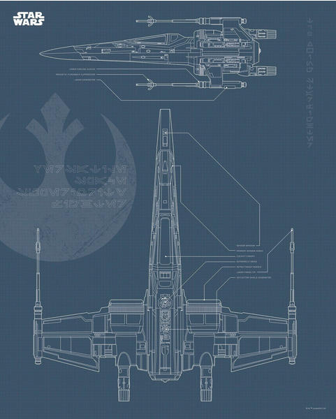 Komar Star Wars Blueprint X-Wing 40x50cm