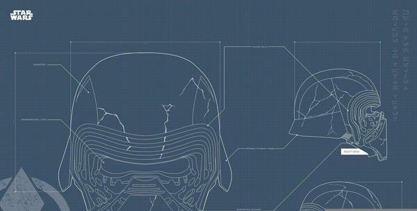 Komar Star Wars EP9 Blueprint Kylo Helmet 50x40cm