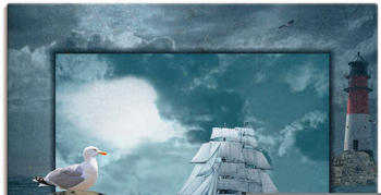 Art-Land Maritime Collage mit Segelschiff 30x30cm (62117842-0)