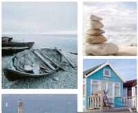 Art For The Home - Strand - Leinwandbild Set - Blau - 5-er Set - 80x60 Cm