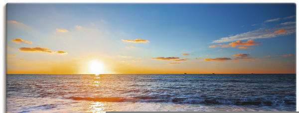 Art-Land Sonnenuntergang und das Meer Strand blau 90x60 cm