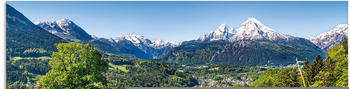 Art-Land Landschaft in den Bayerischen Alpen Berge grün 100x50 cm