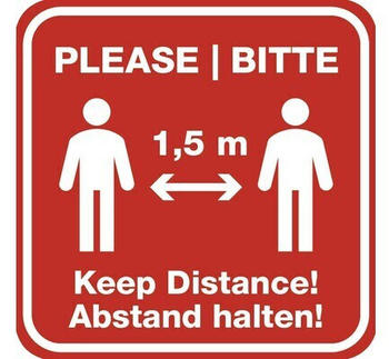 Komar Wandsticker 1,5 m Abstand halten 31x31 cm