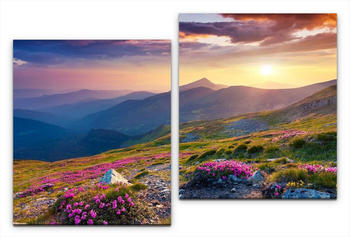 Sinus Art Landschaft mit Blumen 70x60cm (2er Set)