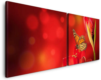 Sinus Art Blume mit Schmetterling 2x50x60cm