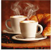 Artland Glasbild »Dampfender Cappuccino und Croissant«, Getränke, (1 St.), in