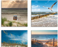 Artland Leinwandbild "Einsamer Strand Ostsee Sandd&uuml;ne Gr&auml;ser" Strand 4 Stk....