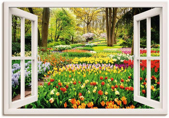 Art-Land Fensterblick Tulpen Garten Frühling 70x50cm (18325530-0)