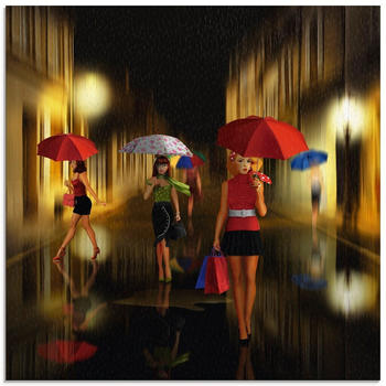 Art-Land Frauen beim Einkaufen im Regen 20x20cm (44164017-0)