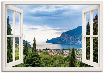 Art-Land Gardasee durchs weiße Fenster 130x90cm (35081367-0)
