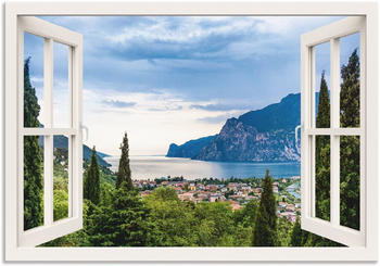 Art-Land Gardasee durchs weiße Fenster 130x90cm (94649331-0)