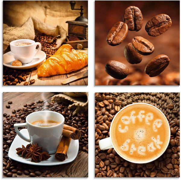 Art-Land Kaffeetasse Croissant Kaffeebohnen 40x40cm (82960139-0)