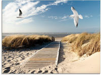 Artland Glasbild "Nordseestrand auf Langeoog mit M&ouml;wen" Strand 1 Stk. tlg. in