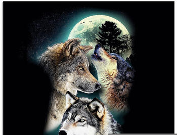 Art-Land Phantasie Wolf Wölfe mit Mond 30x30cm (94242028-0)