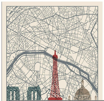 Art-Land Retro Karte Paris Frankreich und Skyline 20x30cm (31895941-0)