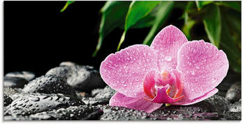 Art-Land Rosa Orchidee auf schwarzen Zen Steinen 60x30cm (25536203-0)