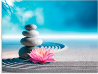 Artland Glasbild "Sand, Lilie und Spa-Steine in Zen-Garten" Zen 1 Stk. tlg. in