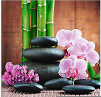 Artland Glasbild "Spa Konzept Zen Steinen Orchideen" Zen 1 Stk. tlg. in verschiedenen
