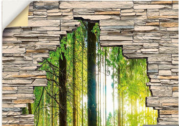 Art-Land Wald mit Bach Blick Stein Mauer 90x130cm (23514500-0)