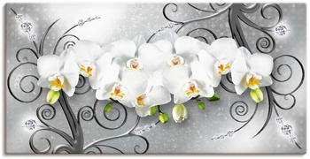 Art-Land weiße Orchideen auf Ornamenten 150x75cm (27586419-0)
