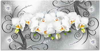 Art-Land weiße Orchideen auf Ornamenten 60x30cm (24995814-0)