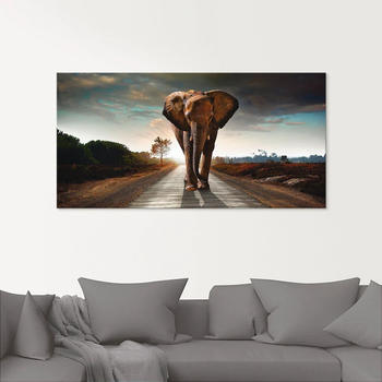 Art-Land Ein Elefant läuft auf der Straße 100x50cm (10653545-0)