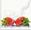Artland Glasbild »Erdbeeren mit Spritzwasser«, Lebensmittel, (1 St.), in