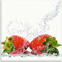 Artland Glasbild "Erdbeeren mit Spritzwasser" Lebensmittel 1 Stk. tlg. in