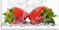 Artland Glasbild "Erdbeeren mit Spritzwasser" Lebensmittel 1 Stk. tlg. in