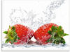 Artland Glasbild »Erdbeeren mit Spritzwasser«, Lebensmittel, (1 St.), in