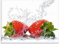 Artland Glasbild "Erdbeeren mit Spritzwasser" Lebensmittel 1 Stk. tlg. in