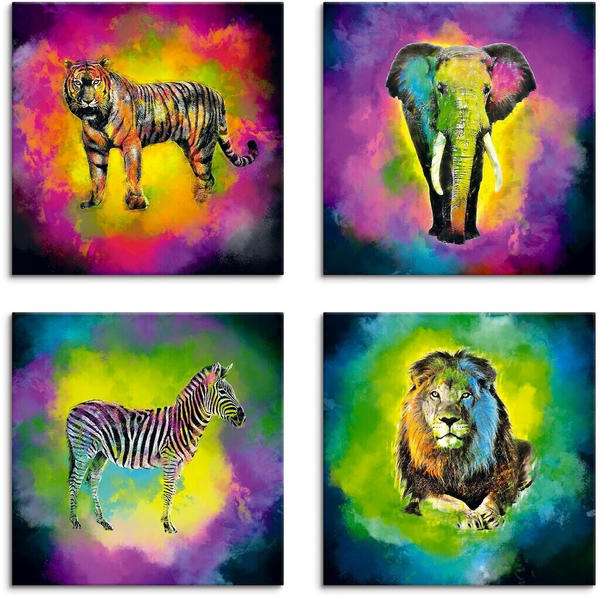 Art-Land Farbexplosion Elefant Löwe Zebra Tiger 20x20cm (48660144-0)