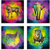 Artland Leinwandbild »Farbexplosion Elefant Löwe Zebra Tiger«, Wildtiere, (4...