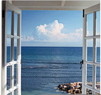 Artland Glasbild "Fenster zum Paradies" Fensterblick 1 Stk. tlg. in...
