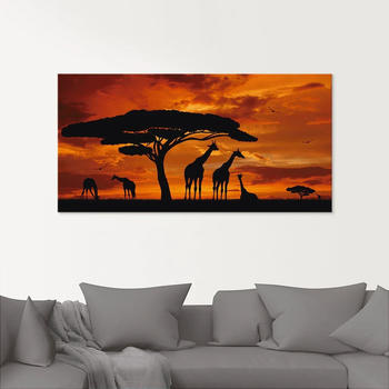 Art-Land Herde von Giraffen im Sonnenuntergang 100x50cm (55754627-0)