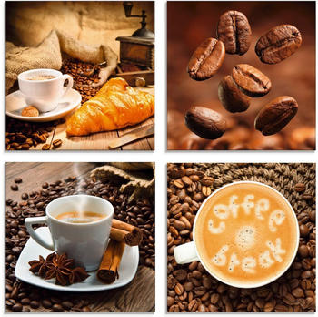 Art-Land Kaffeetasse Croissant Kaffeebohnen 20x20cm (52420855-0)