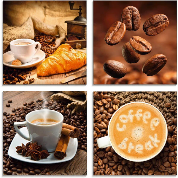 Art-Land Kaffeetasse Croissant Kaffeebohnen 20x20cm (52420855-0)