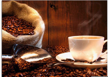 Art-Land Kaffeetasse und Leinensack auf Tisch 30x30cm (47546345-0)