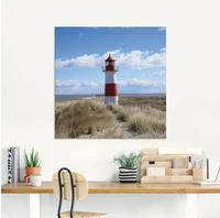Artland Glasbild "Leuchtturm Sylt" Geb&auml;ude 1 Stk. tlg. in verschiedenen Gr&ouml;&szlig;en
