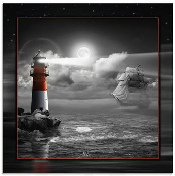 Art-Land Leuchtturm und Segelschiff im Mondschein 50x50cm (16549256-0)